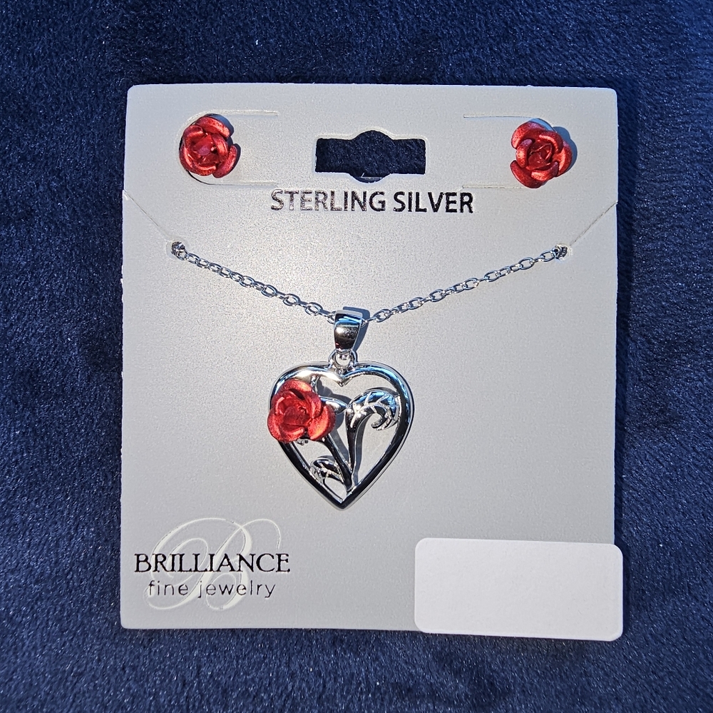 Sterling SILVER Rose NECKLACE